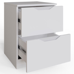 FWStyle Luno White 2 Drawer Modern Bedside Table - thumbnail 3