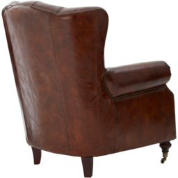 Premier Housewares Victor Brown Leather Scroll Armchair - thumbnail 3