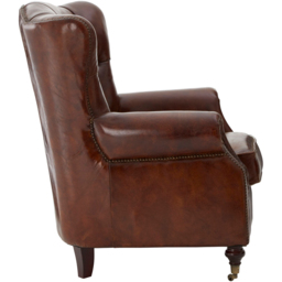Premier Housewares Victor Brown Leather Scroll Armchair - thumbnail 2