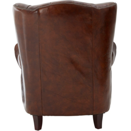 Premier Housewares Victor Brown Leather Scroll Armchair - thumbnail 4
