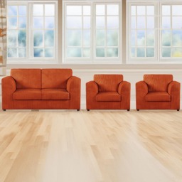 Luxor 4 Seater Orange Jumbo Cord Sofa Set with Full Back