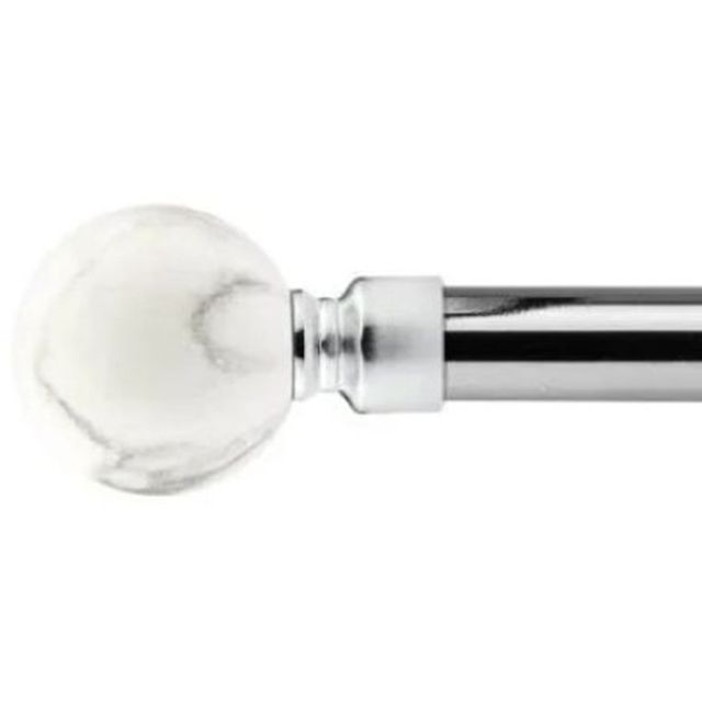 New Edge Blinds Mineral Brushed Silver Extendable Eyelet Metal Curtain Pole Set 160-300cm - image 1