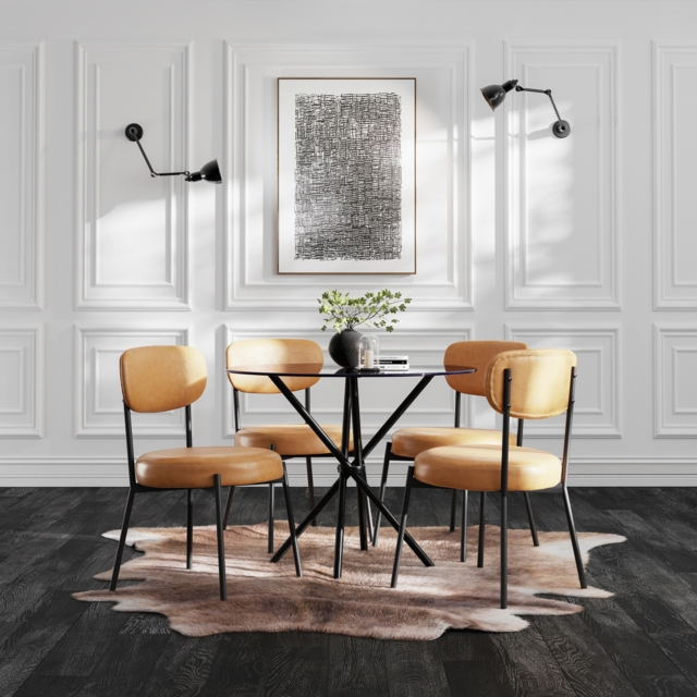 Set of 2 Smith Faux Leather Dining Chairs - Caramel