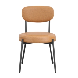 Set of 2 Smith Faux Leather Dining Chairs - Caramel - thumbnail 4