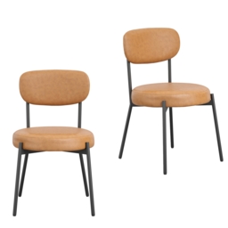 Set of 2 Smith Faux Leather Dining Chairs - Caramel - thumbnail 2