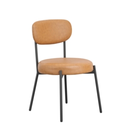 Set of 2 Smith Faux Leather Dining Chairs - Caramel - thumbnail 3