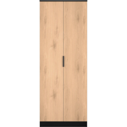 Crowndale Java Slatt Effect and Black 2 Door Wardrobe Ready Assembled - thumbnail 2