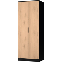Crowndale Java Slatt Effect and Black 2 Door Wardrobe Ready Assembled - thumbnail 4