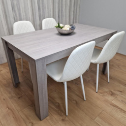 Kosy Koala 4 Seater Faux Leather Gem Pattern Dining Set Grey and White