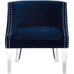 Premier Housewares Clarence Navy Blue Velvet Chair with Acrylic Legs - thumbnail 2