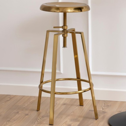 Florence Goose Gold Brushed Steel Bar Stool with Adjustable Height