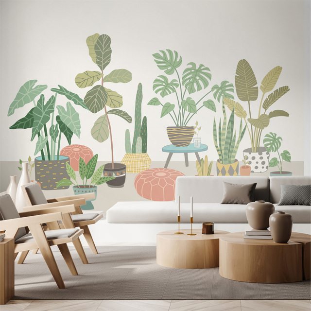 Origin Murals Houseplant Pots Grey Wall Mural - image 1