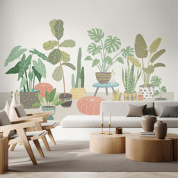 Origin Murals Houseplant Pots Grey Wall Mural