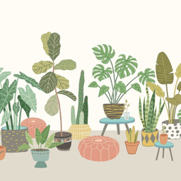 Origin Murals Houseplant Pots Grey Wall Mural - thumbnail 2