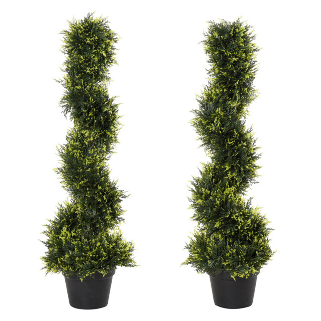 Outsunny Boxwood Spiral Tree Artificial Plant In Pot 3ft 2 Pack - image 1