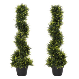 Outsunny Boxwood Spiral Tree Artificial Plant In Pot 3ft 2 Pack - thumbnail 1