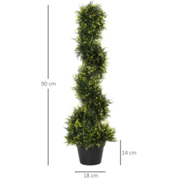 Outsunny Boxwood Spiral Tree Artificial Plant In Pot 3ft 2 Pack - thumbnail 3