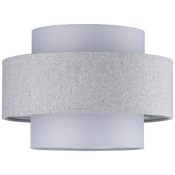 Happy Homewares Grey Herringbone Linen and Cotton Triple Tier Ceiling Pendant Shade