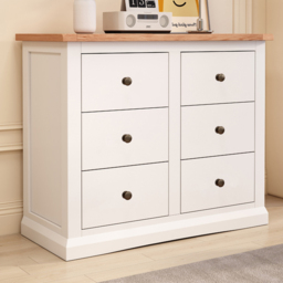 Cabinet Bits Castelli 6 Drawer Off White Chest of Drawers with Brass Knob