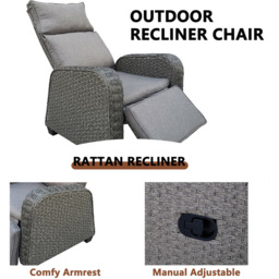 Furniture One Patio Rattan Padded Recliner - thumbnail 3