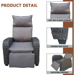 Furniture One Patio Rattan Padded Recliner - thumbnail 4