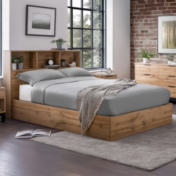 Julian Bowen Bali Double Light Oak Storage Ottoman Bed