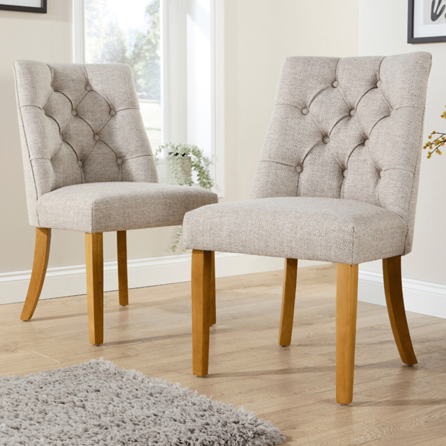 Home Source Samara Set of 2 Natural Tufted Dining Chair - image 1