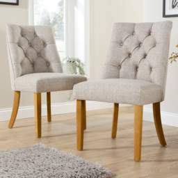 Home Source Samara Set of 2 Natural Tufted Dining Chair - thumbnail 1