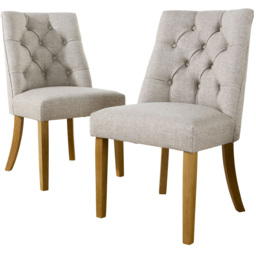 Home Source Samara Set of 2 Natural Tufted Dining Chair - thumbnail 2