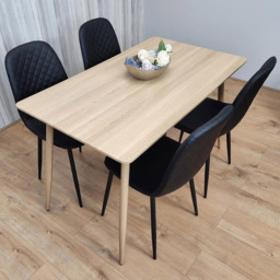 Kosy Koala 4 Seater Faux Leather Rectangular Dining Set Beige and Black