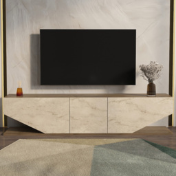 Decorotika Pearl Walnut and Traverter 3 Door Modern TV Unit