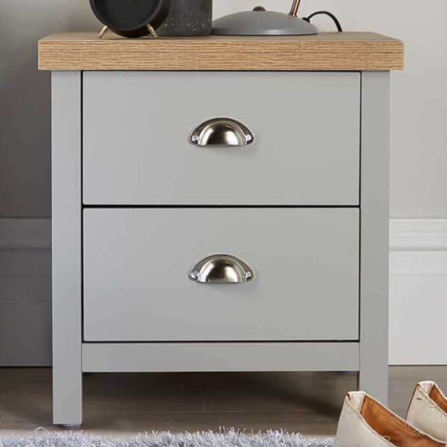 Home Source Avon Grey 2 Drawer Bedside Cabinet - image 1