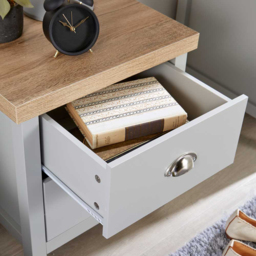 Home Source Avon Grey 2 Drawer Bedside Cabinet - thumbnail 3