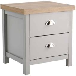 Home Source Avon Grey 2 Drawer Bedside Cabinet - thumbnail 2