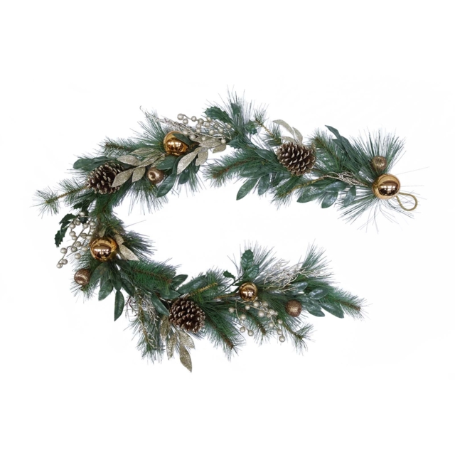 Copper Bauble and Pinecone Christmas Garland Decoration - 180cm