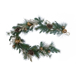 Copper Bauble and Pinecone Christmas Garland Decoration - 180cm - thumbnail 1