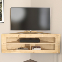 Decorotika Sala Oak 3 Shelf Corner Wall Mounted TV Unit