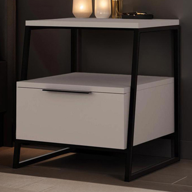FWStyle Pal Mocha Grey Single Drawer Single Shelf Bedside Table