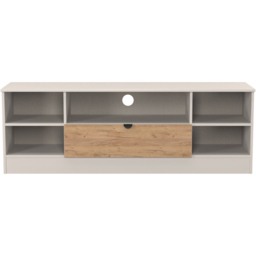 Crowndale Bora Single Drawer 5 Shelf Gold Craft Oak and Kashmir Wide TV Unit Ready Assembled - thumbnail 2
