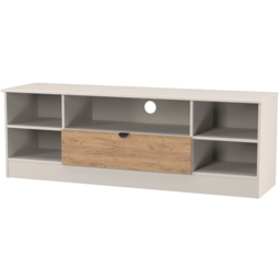 Crowndale Bora Single Drawer 5 Shelf Gold Craft Oak and Kashmir Wide TV Unit Ready Assembled - thumbnail 4