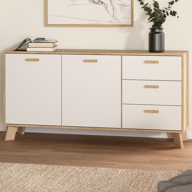 Furniture To Go 2 Door 3 Drawer White and Brown Sideboard - image 1