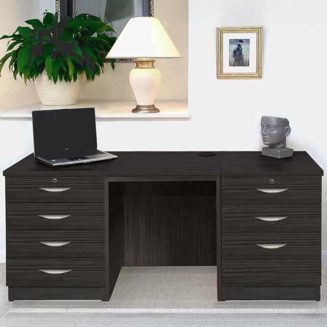 R White Cabinets SET-09-IN-BH Single Door 6 Drawer Filing Desk Black - image 1
