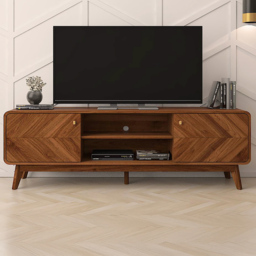 Kudl LV44 Columbian Walnut 2 Door 2 Shelf TV Unit