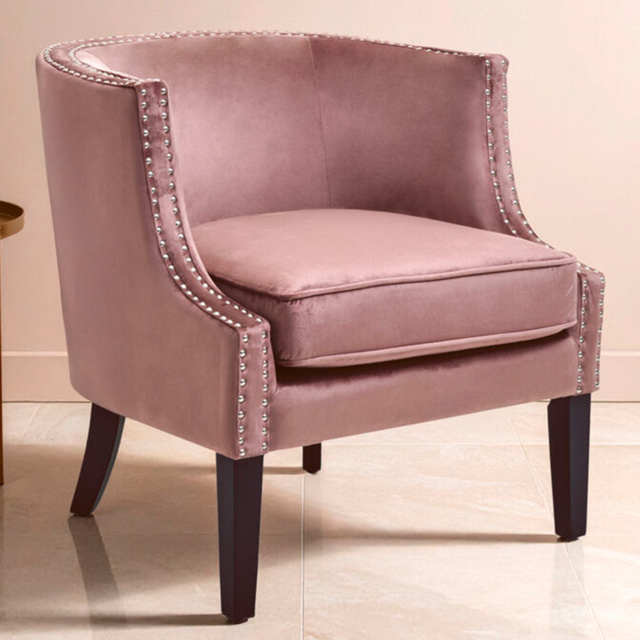 Premier Housewares Larissa Velvet Pink Studded Chair