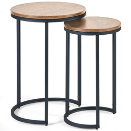 Julian Bowen Tribeca Sonoma Oak Round Nest of Tables Set of 2 - thumbnail 2