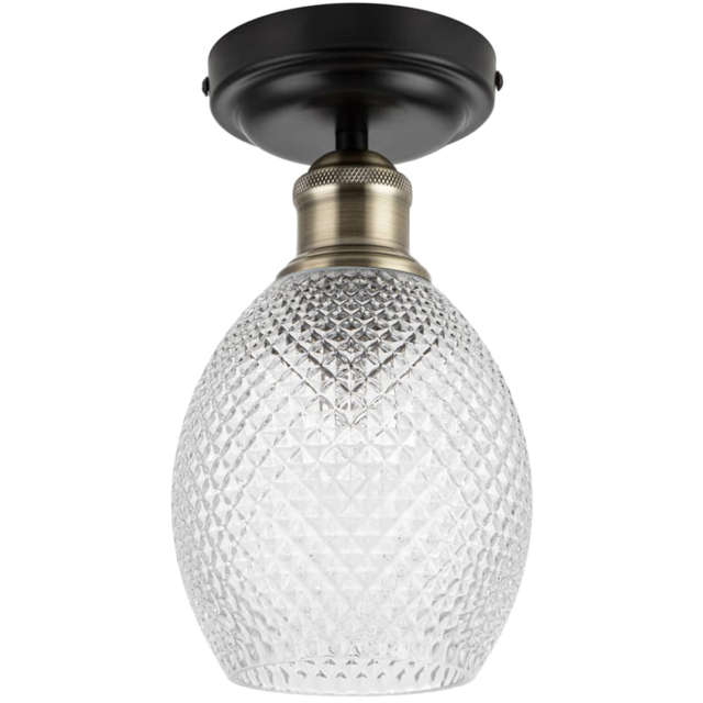 Cosylyte Auburn Bathroom Faceted Glass Ceiling Flush Light - image 1