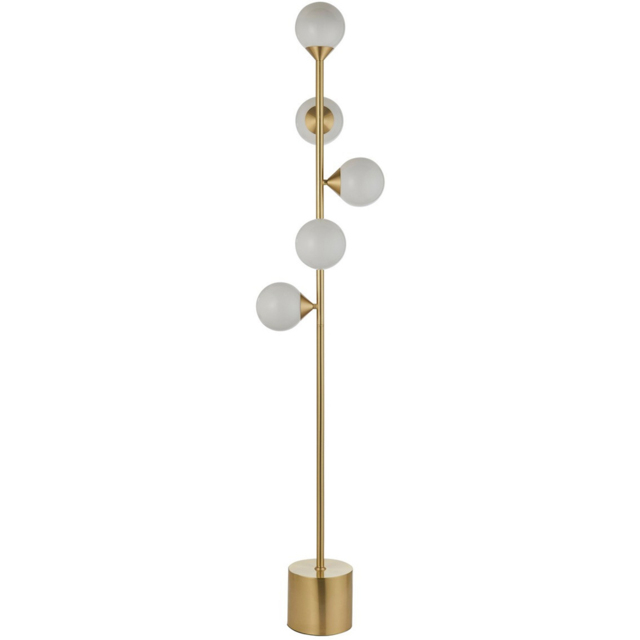 Merano Grosseto Satin Brass Plate Gloss White Glass Multi Arm Floor Lamp - image 1