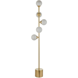 Merano Grosseto Satin Brass Plate Gloss White Glass Multi Arm Floor Lamp