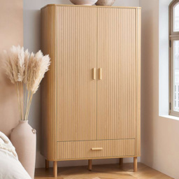 Birlea Axel 2 Door Single Drawer Fluted Wardrobe - thumbnail 1