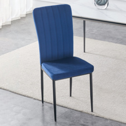 Elle Blue Velvet Effect Plush Padded Dining Chair Set of 6